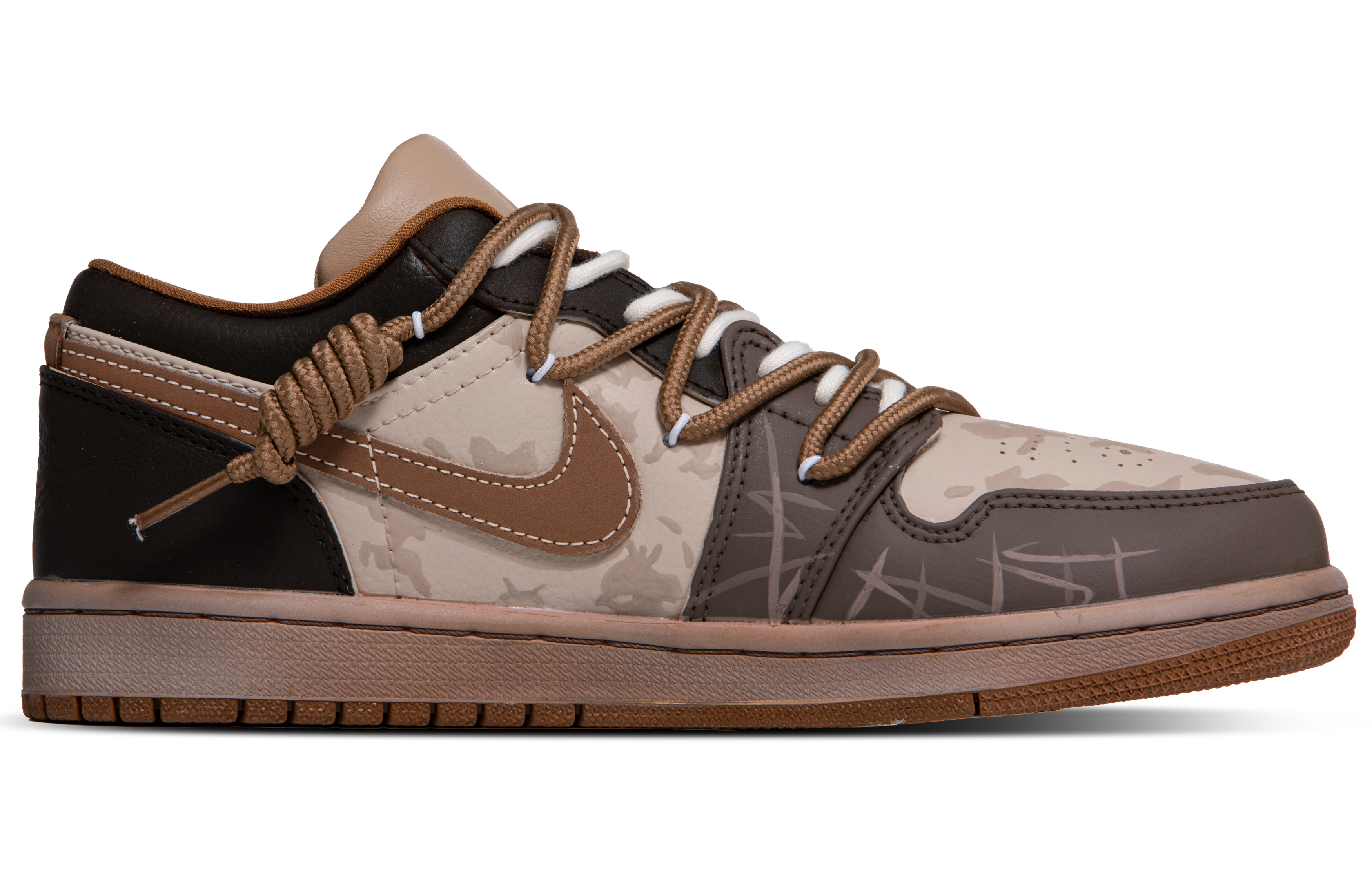 Jordan Air Jordan 1 Abrasion Resistant Breathable Low top Vintage Basketball Shoes Men’s Tan