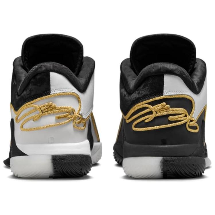 Nike LeBron 22 Slip Resistant Abrasion Resistant Low top Basketball Shoes Unisex Black White Gold