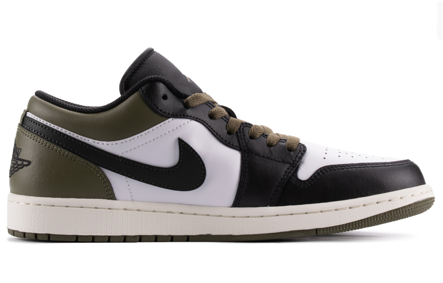 Jordan Air Jordan 1 Slip Resistant Abrasion Resistant Low top Vintage Basketball Shoes Unisex Black White Green