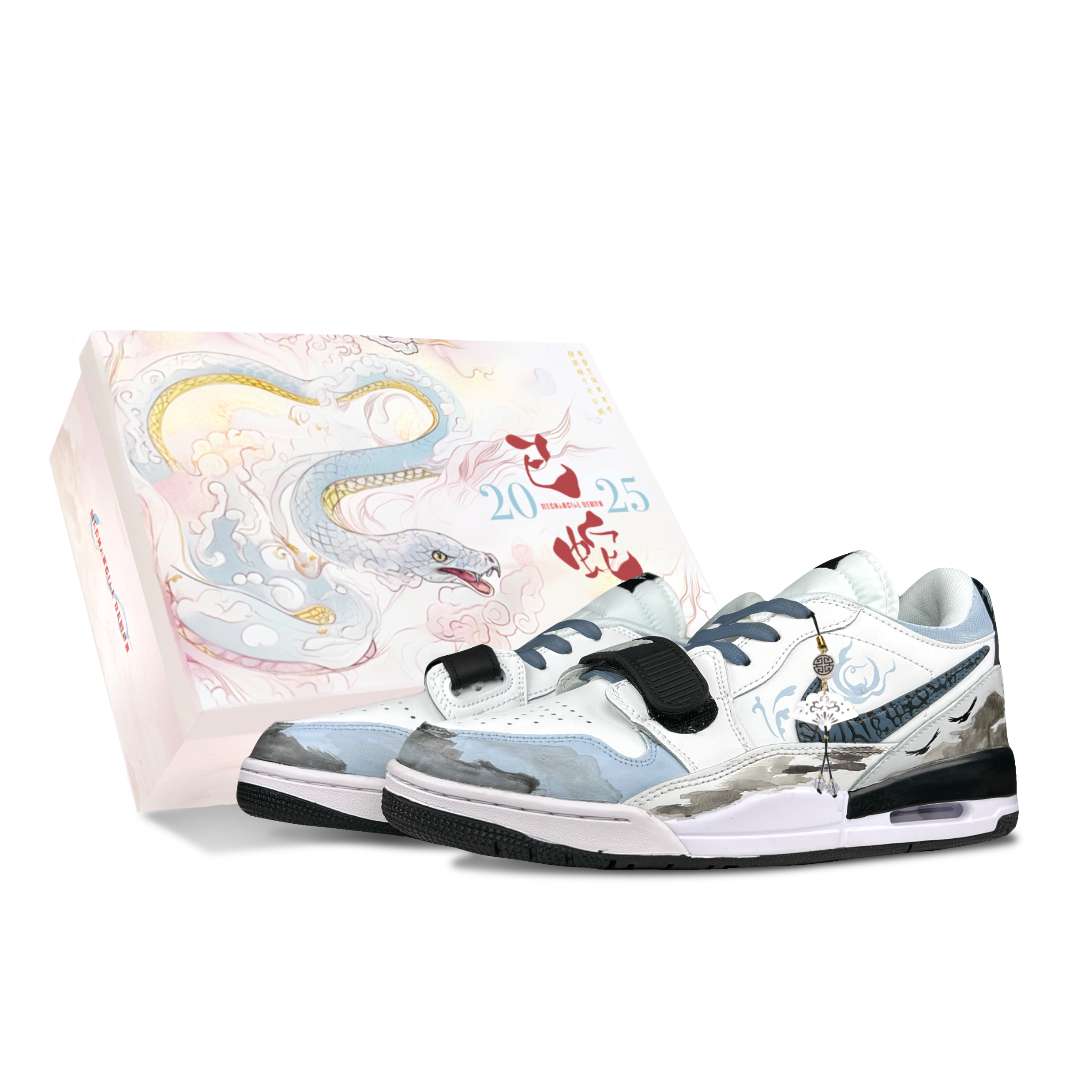 Jordan Legacy 312 Boom Plan Ling Mountain Anti-Slip Wear-Resistant Low-Top Vintage Basketball Shoes Men’s Light Blue