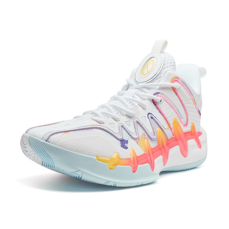 XTEP Cushioning Slip Resistant Coverage Low top Basketball Shoes Men’s White Orange
