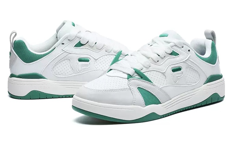 FILA FUSION Smash Textile, Synthetic Leather Low top Vintage Basketball Shoes Men’s White Green