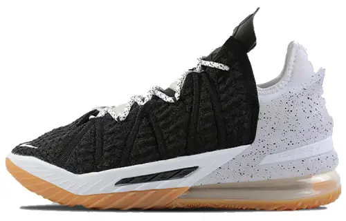 Nike Lebron 18 EP James 18 round head lace fabric shock-absorbing, anti-slip and wear-resistant, low top practical basketball shoes, men's style, black and white, domestic version