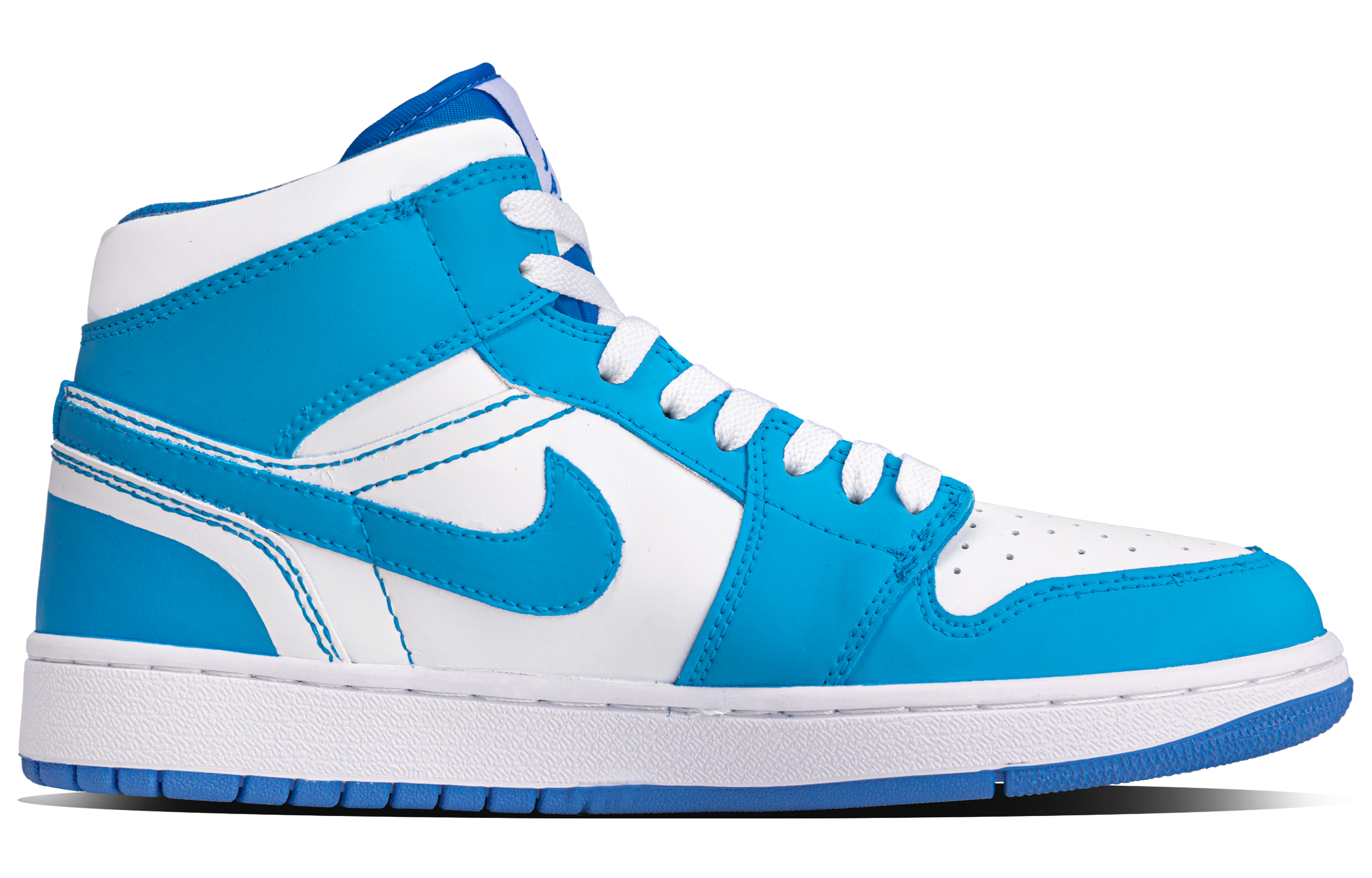 Jordan Air Jordan 1 Collegiate Blue Leather Abrasion Resistant Mid top Vintage Basketball Shoes Unisex Blue White