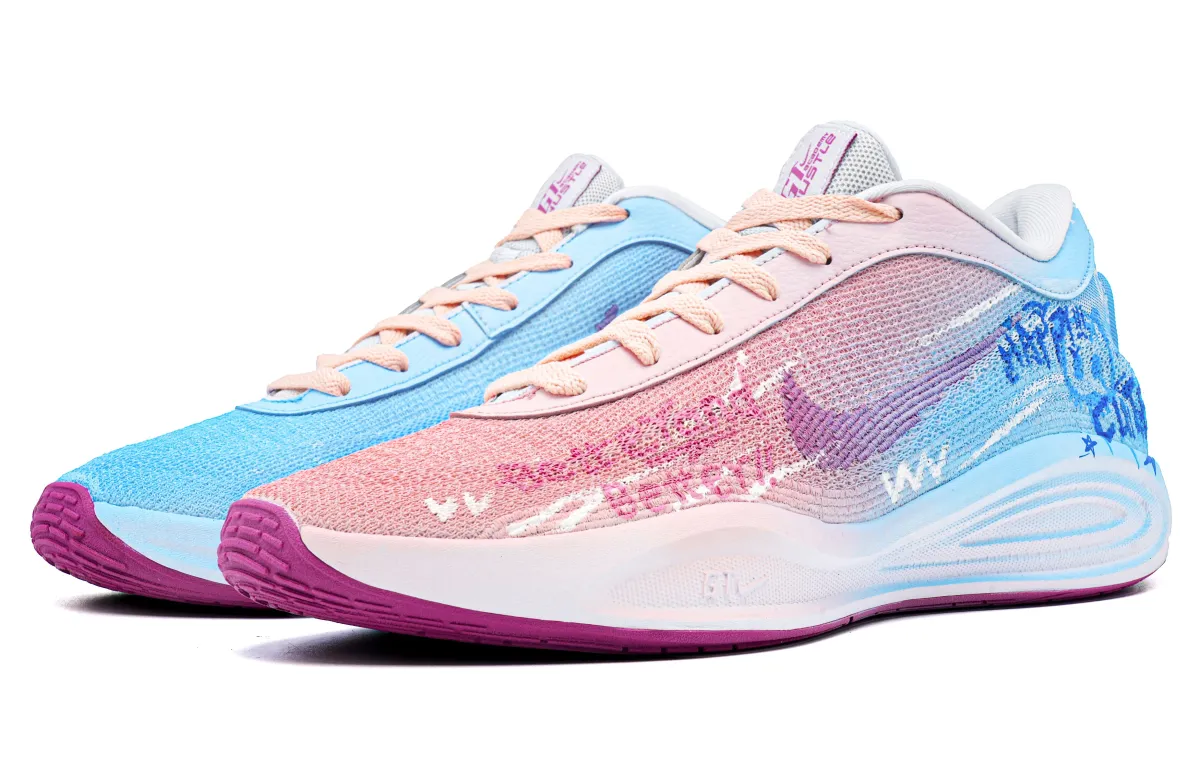 Nike GT Hustle Academy North Island Journal Abrasion Resistant Low top Basketball Shoes Men's Blue Pink