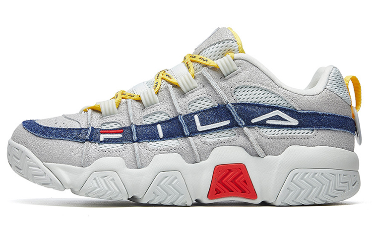 FILA FUSION BUSTER Puffy Shoes Textile, Synthetic Leather, Mesh Low top Vintage Basketball Shoes Men's Gray Blue