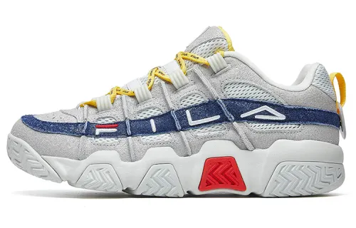 FILA FUSION BUSTER Puffy Shoes Textile, Synthetic Leather, Mesh Low top Vintage Basketball Shoes Men's Gray Blue