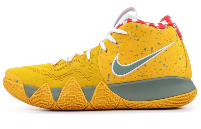 Nike Kyrie 4 Yellow Lobster Non-slip Lightweight Mid-top Practical Basketball Shoes Men's Yellow