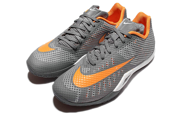 Мужские кроссовки Nike Hyperlive EP (серо-оранжевые) — фото 3