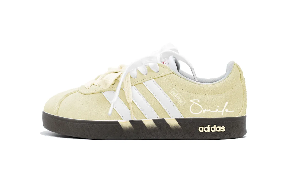 Adidas VL COURT 2.0 Abrasion Resistant Abrasion Resistant Low top Skateboard Shoes Unisex Yellow