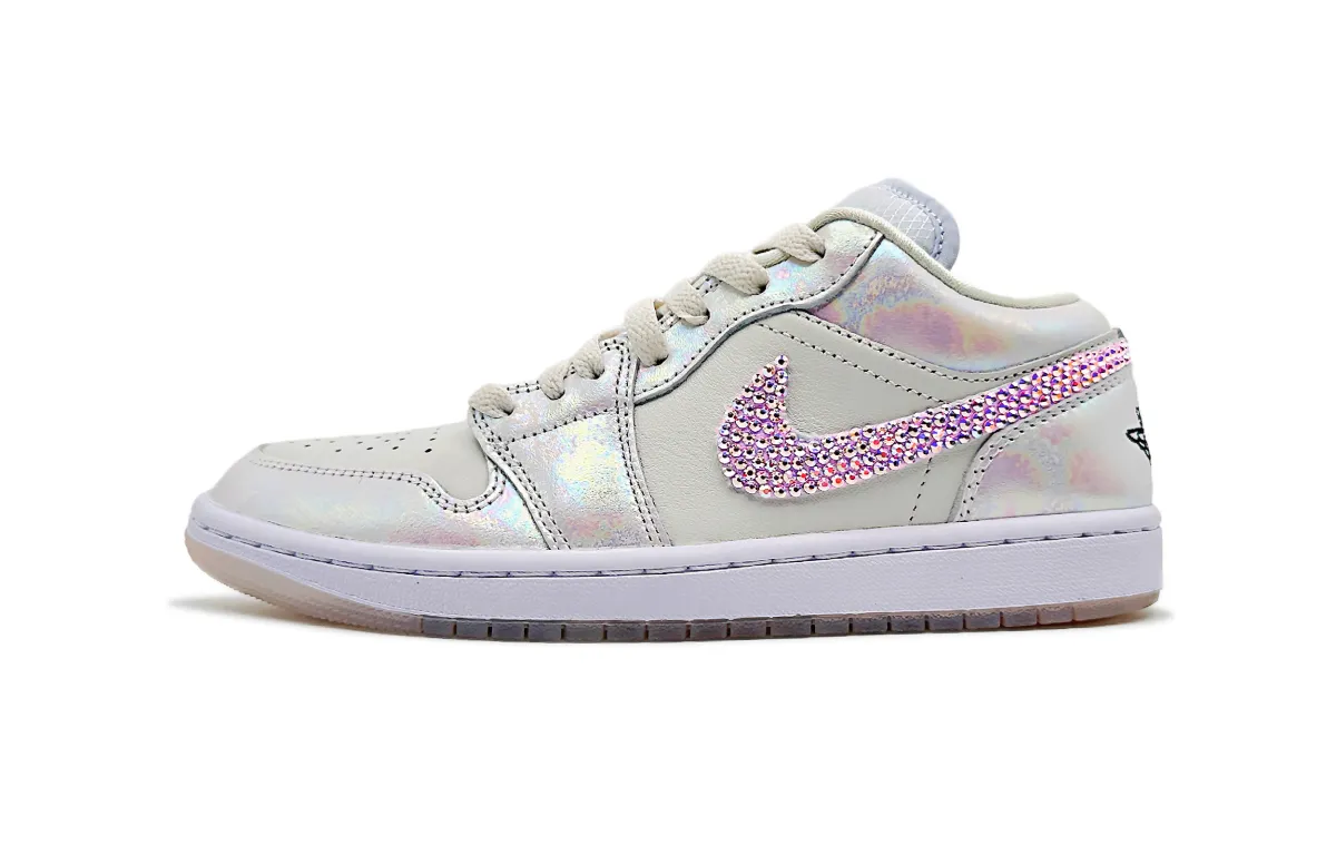 Jordan Air Jordan 1 Phantom Crystal Pink Cherry Cushioning, Wear Resistant Low top Vintage Basketball Shoes Unisex Ecru