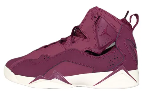 Jordan True Flight Comfortable and versatile, shock-absorbing, non-slip, lightweight, high-top, retro basketball shoes, women's style, burgundy enhanced version