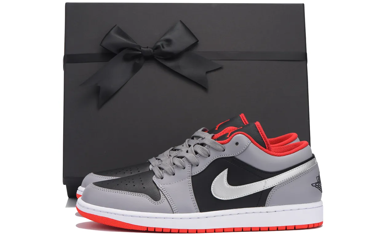 Jordan Air Jordan 1 Vintage Basketball Shoes Men's Low-top Black Gray Red