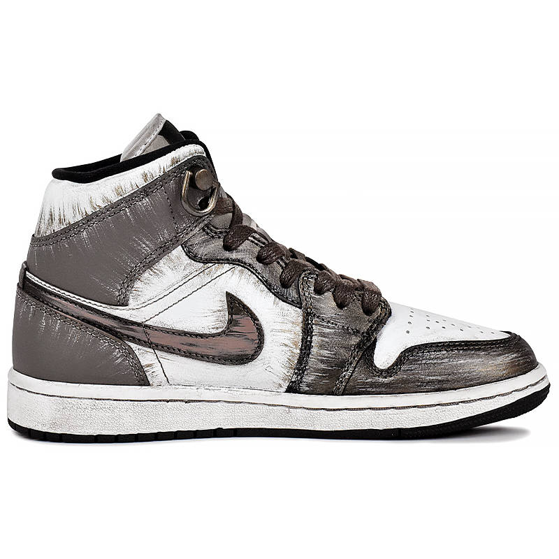 Jordan Air Jordan 1 Abrasion Resistant Mid top Vintage Basketball Shoes Women’s Brown White