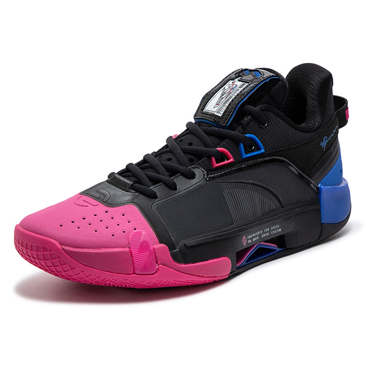 361° Cushioning Slip Resistant Abrasion Resistant Low top Basketball Shoes Men’s Black Numbers Blue