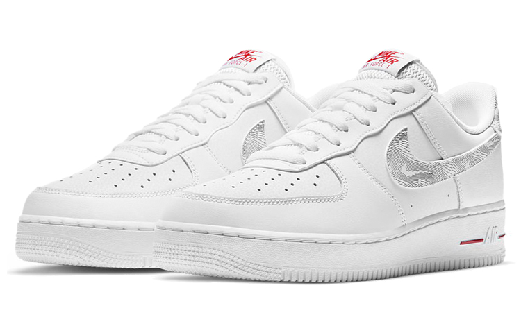 Мужские кроссовки Nike Air Force 1 "Topography Pack" (белый / красный / черный) — Белый / красный / чёрный — фото 3