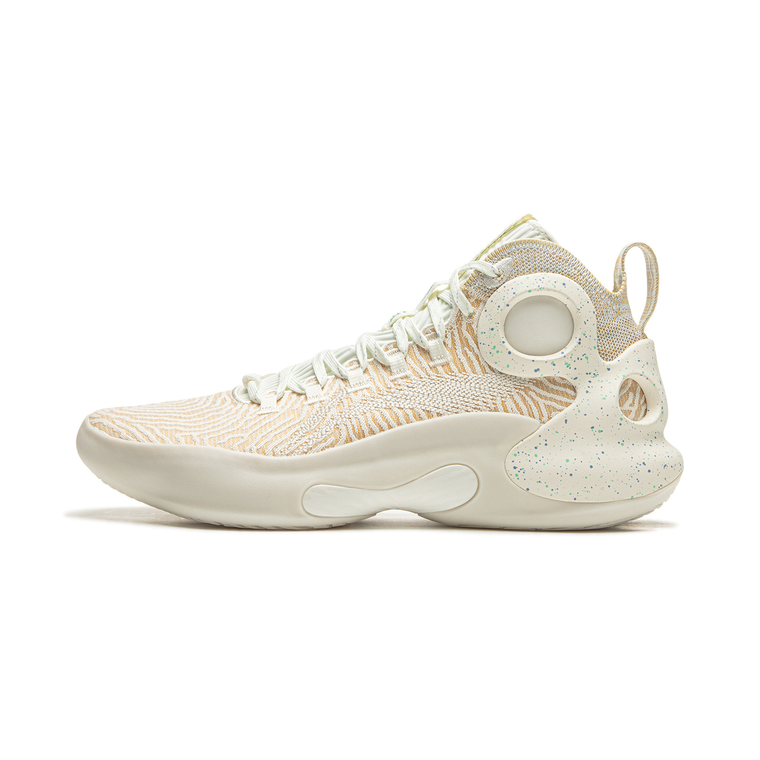 Li Ning Yushuai Ultra Slip Resistant Abrasion Resistant Mid top Basketball Shoes Men's Champagne White