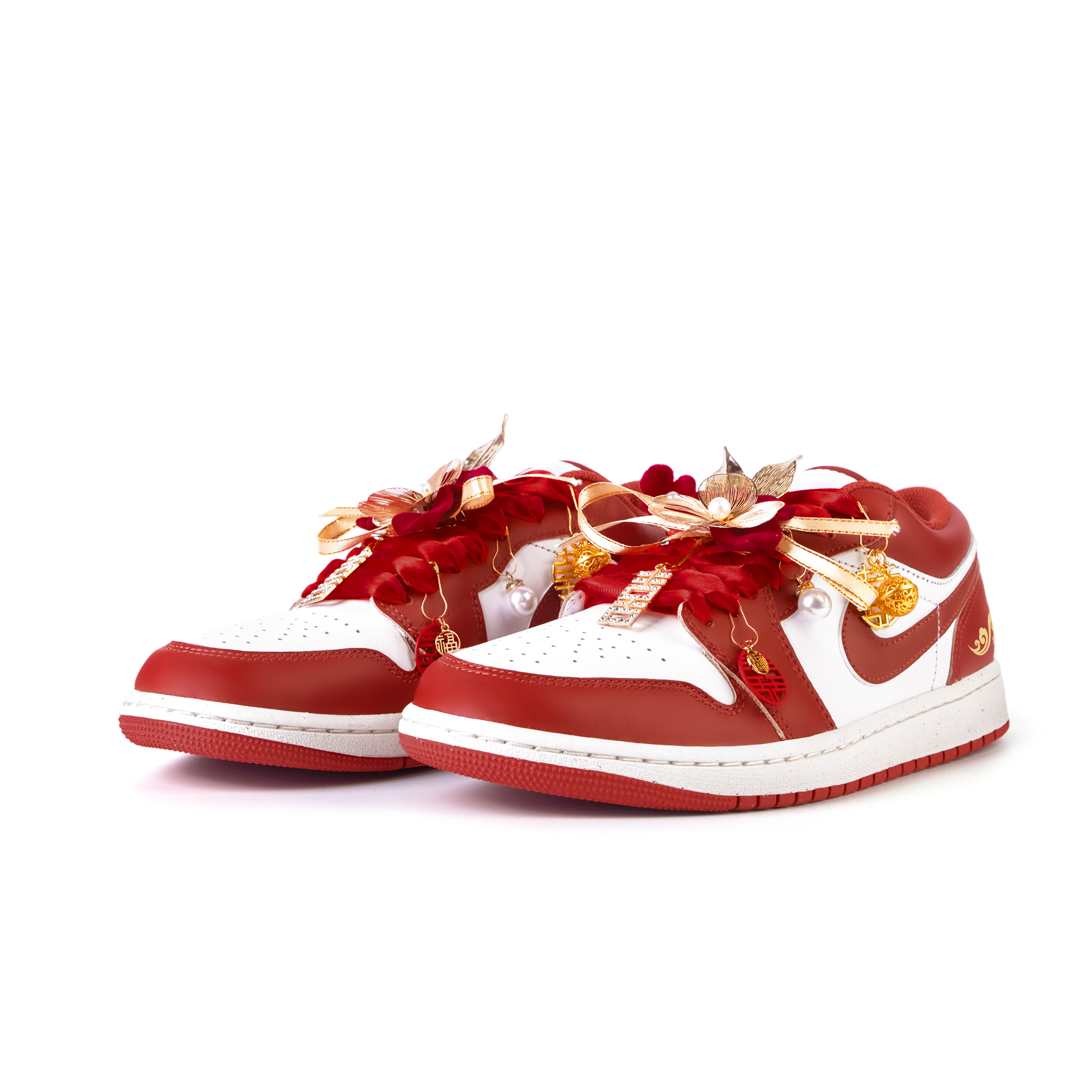 Jordan Air Jordan 1 Love Overflow Slip Resistant Abrasion Resistant Low top Vintage Basketball Shoes Men’s White Red
