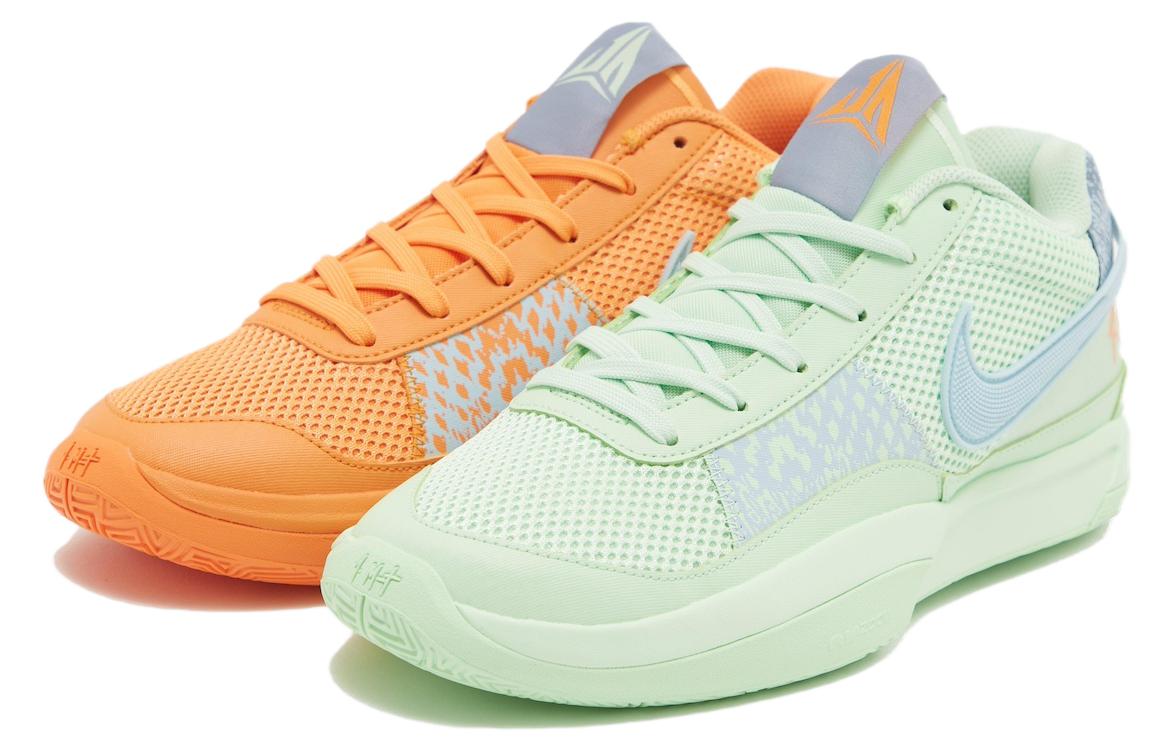 Nike Ja 1 Morant generation, mandarin duck color matching, fashionable and versatile, shock-absorbing and wear-resistant, low-top basketball shoes, men's style, green and orange, foreign version