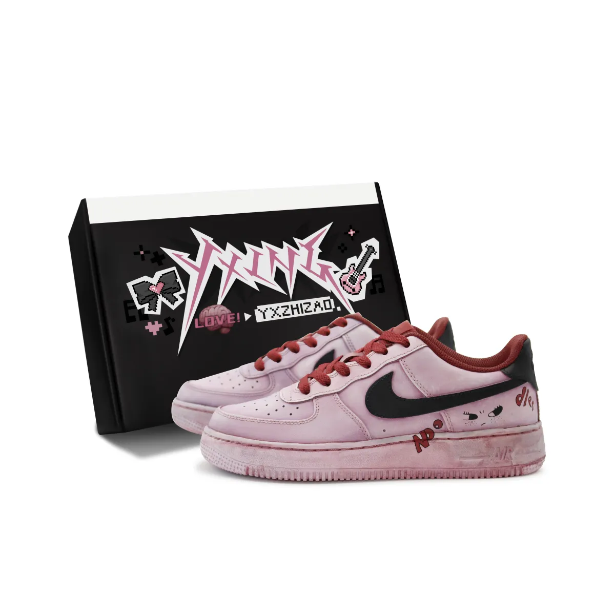 Nike Air Force 1 Low Air Force 1 Low top Skateboard Shoes GS Black Red