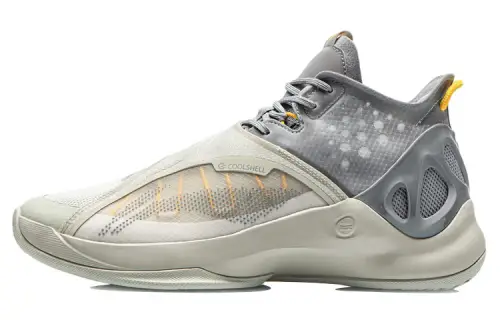 Li Ning Cicada Wing Abrasion Resistant Breathable Mid top Basketball Shoes Men's Yellow Gray