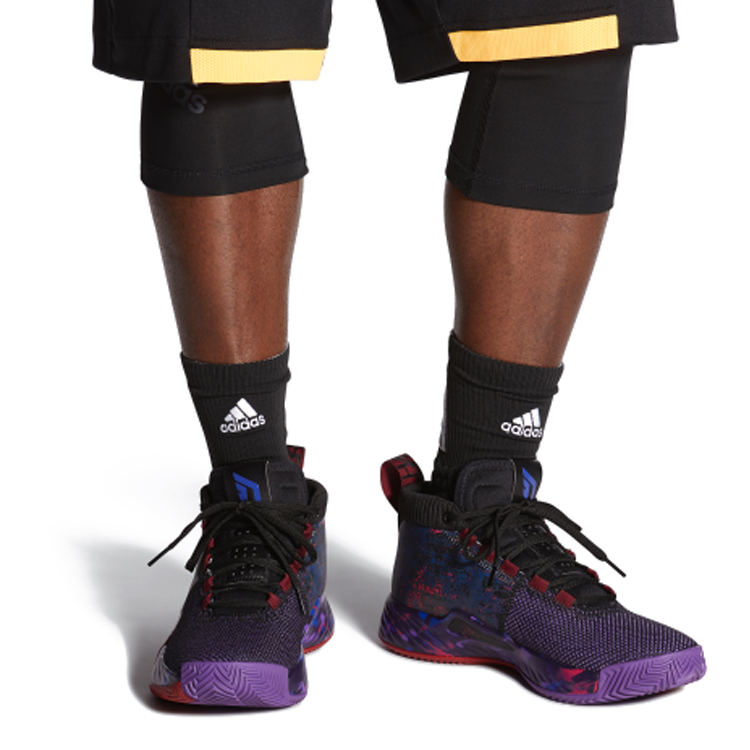 Мужские кроссовки adidas D Lillard 5 (фиолетово-красный) — Фиолетовый / красный — фото 5