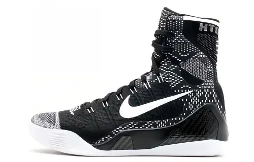 Nike Kobe 9 Elite Black History Month Kobe 9 OG model round toe lace-up high top practical basketball shoes men's black and white