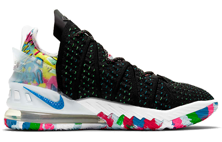 Кроссовки Nike Lebron 18 EP James Gang (черно-бело-розовые) — Чёрныйбелыйрозовый — фото 2