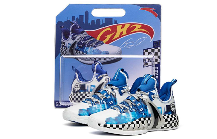 Anta GH2 Hayward Cushioning Slip Resistant Abrasion Resistant Coverage Mid top Basketball Shoes Men's White Blue