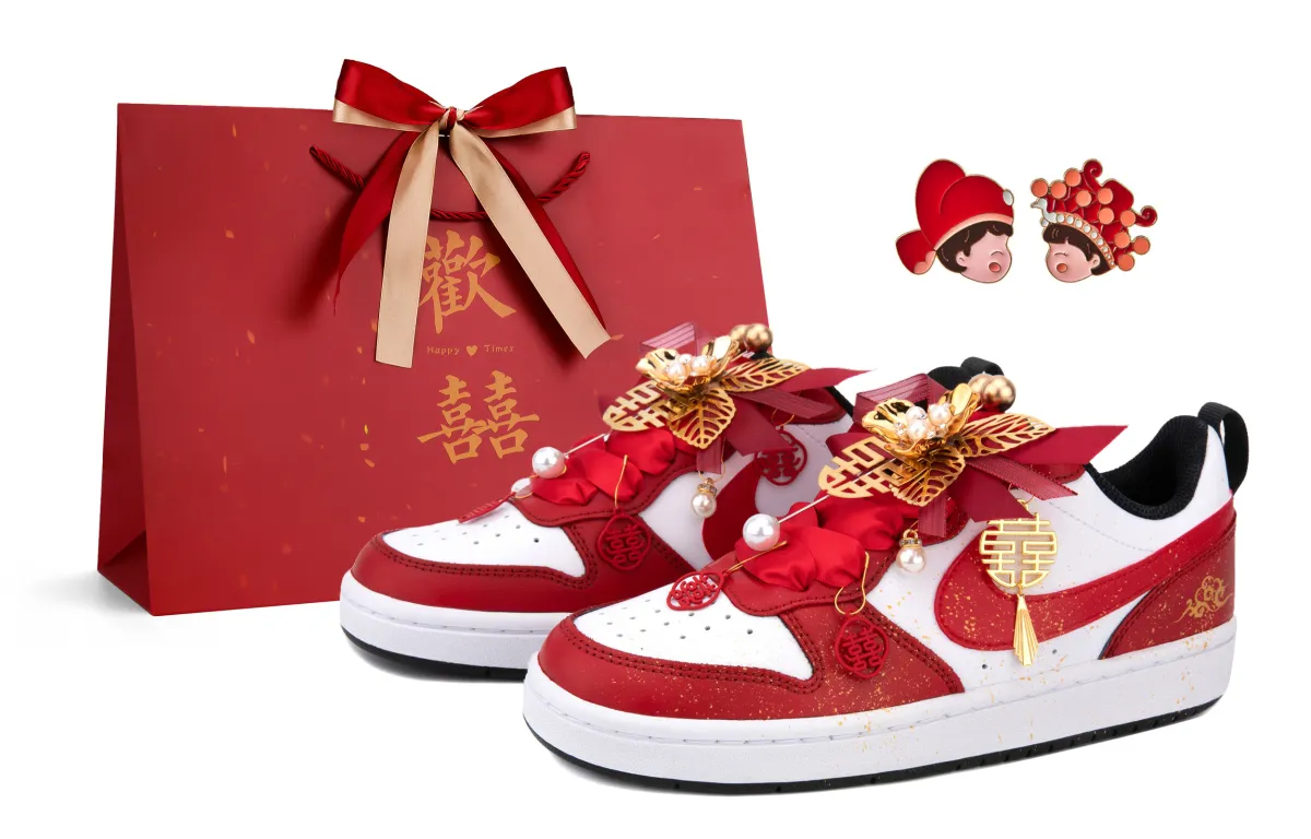 Nike Court Borough Low top Skateboard Shoes Women's Gold Red