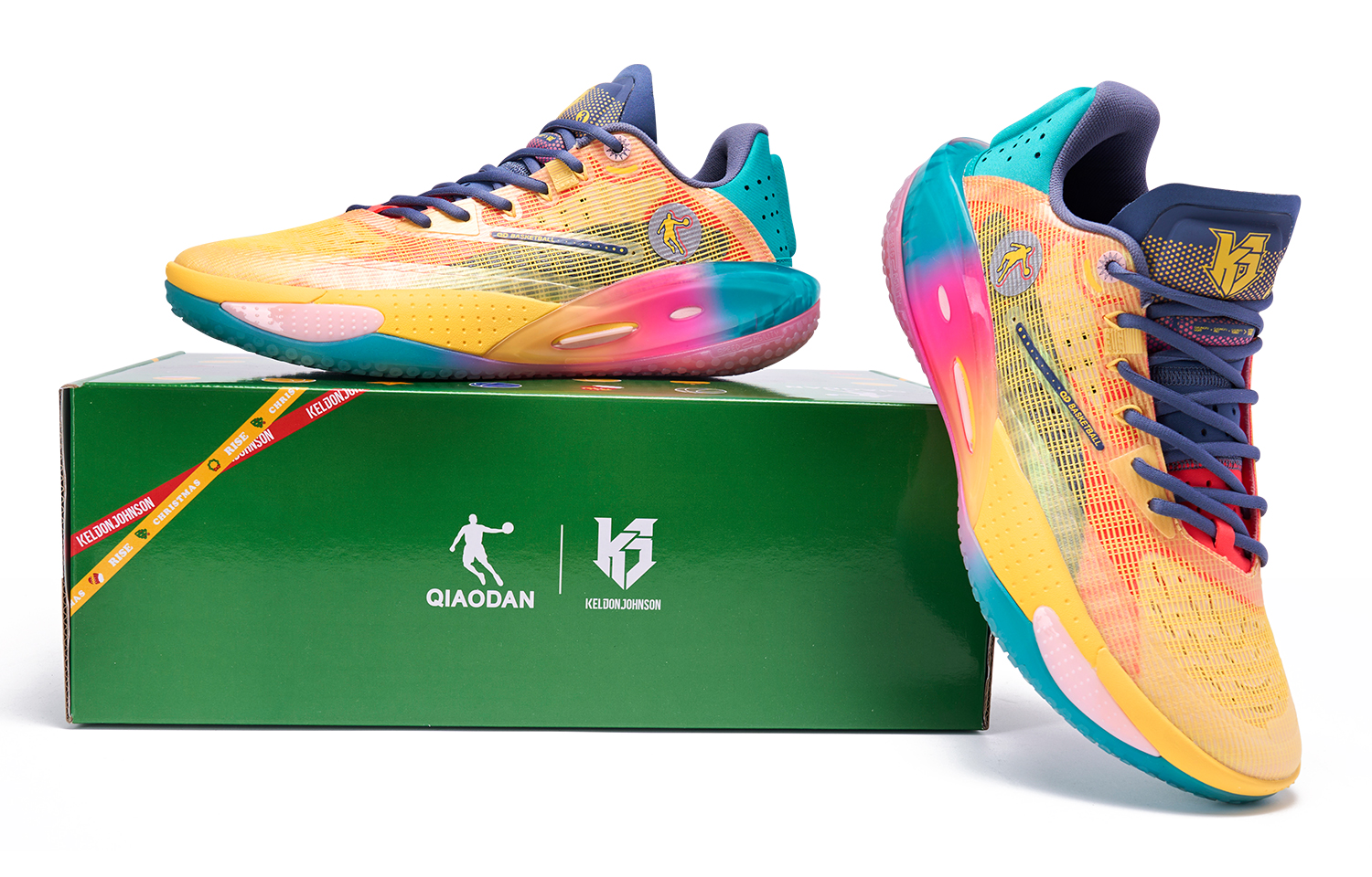 QIAODAN Thorn RISE Cushioning Abrasion Resistant Cushioning, Wear Resistant Low top Basketball Shoes Men’s Yellow Blue