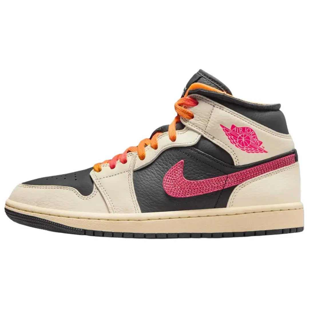 Jordan Air Jordan 1 Mid top Vintage Basketball Shoes Women's Beige