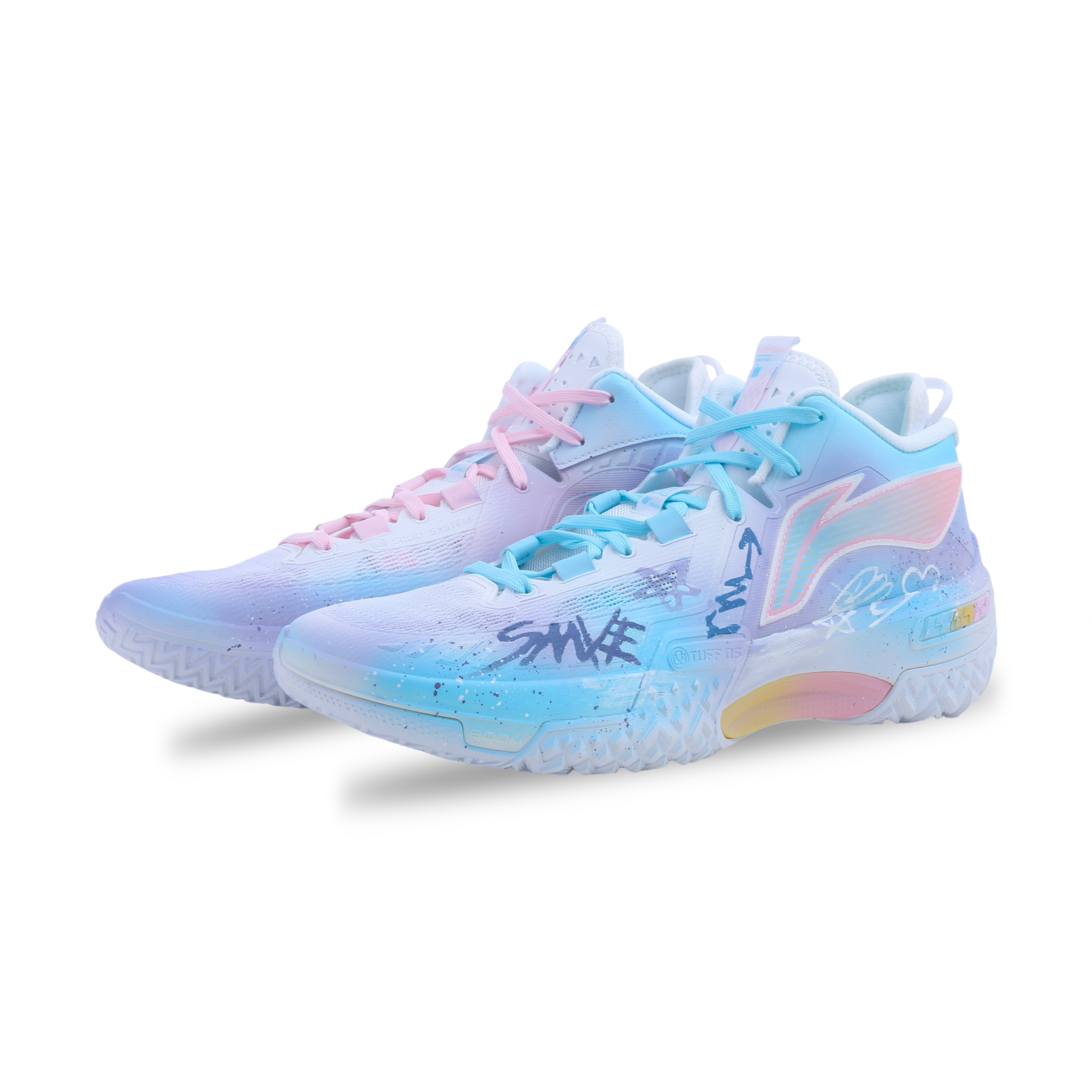 Li Ning Jie Ao Cushioning Abrasion Resistant Mid top Basketball Shoes Men’s Blue Purple Mismatched