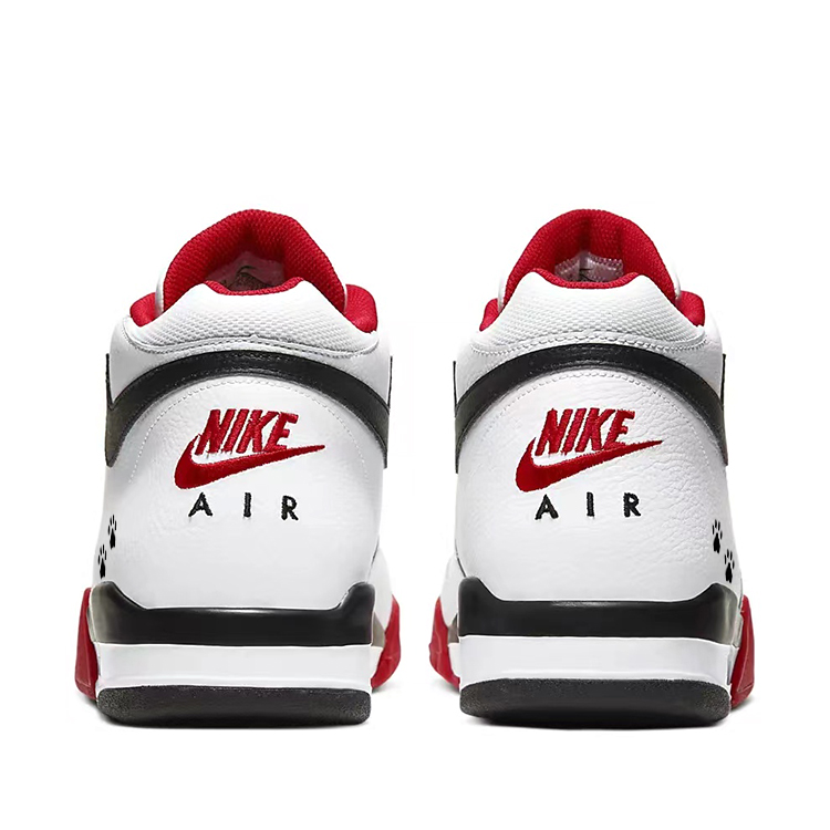 Nike Flight Legacy Cushioning Slip Resistant Abrasion Resistant Mid top Vintage Basketball Shoes Unisex Red White