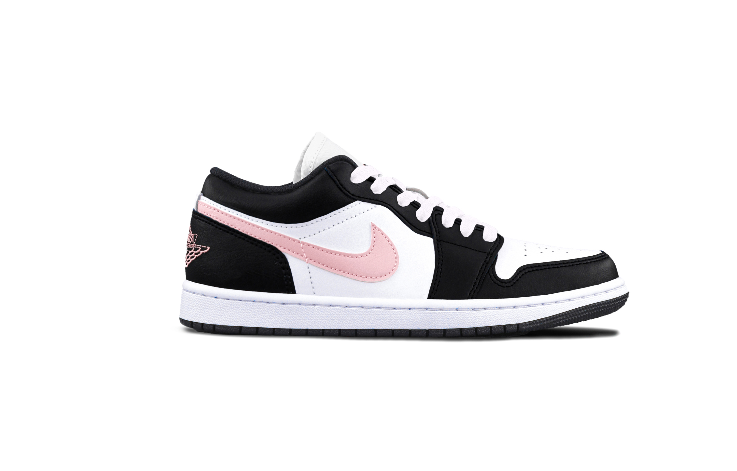 Jordan Air Jordan 1 Black Pink Toes Cushioning, Wear Resistant Low top Vintage Basketball Shoes Unisex Pink