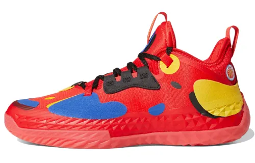 McDonald's x adidas Harden Vol.5 All American Games round toe lace-up fabric synthetic leather TPU shock-absorbing anti-slip wear-resistant wrapping support low-top basketball shoes men's red and black