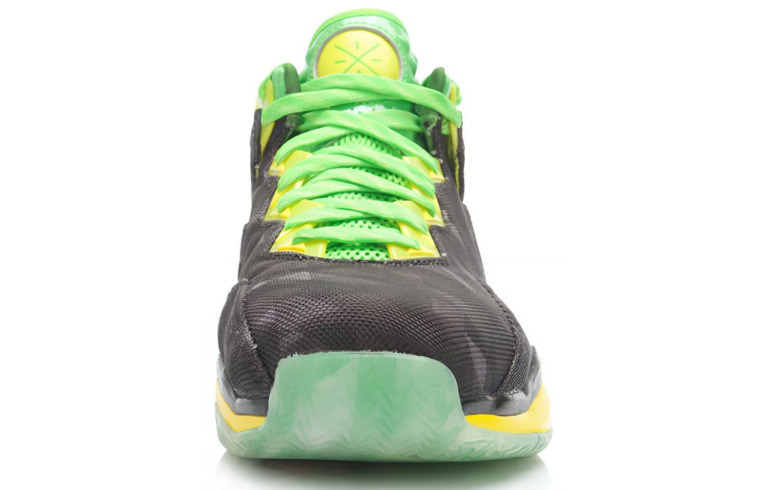 Li Ning WOW 3 Cushioning, Wear Resistant Mid top Basketball Shoes Men’s Black Green Yellow