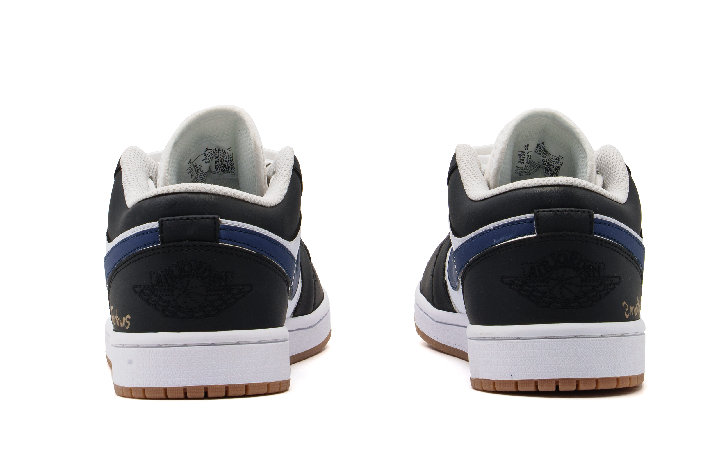 Jordan Air Jordan 1 Abrasion Resistant Low top Vintage Basketball Shoes Unisex Black Blue