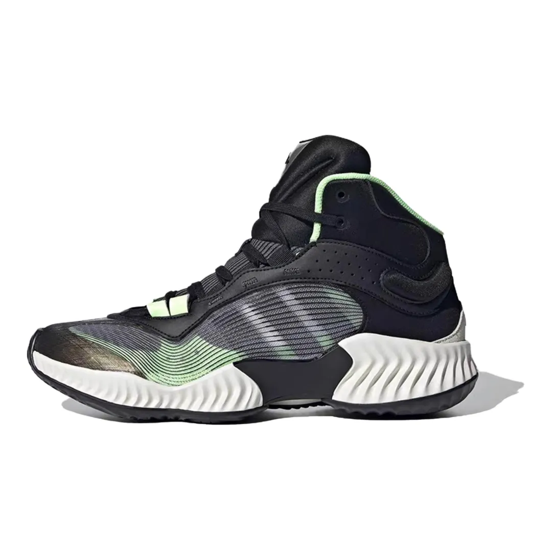 Adidas PRO VENTILATE Cushioning Slip Resistant Mid top Basketball Shoes Men's Black White Green