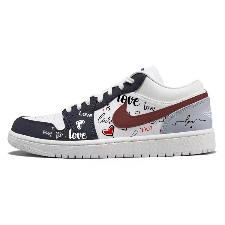 Jordan Air Jordan 1 Abrasion Resistant Low top Vintage Basketball Shoes Men's Black Gray White