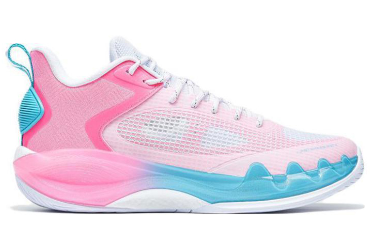 XTEP Game Ready Cushioning Slip Resistant Abrasion Resistant Low top Basketball Shoes Men's White Pink Blue