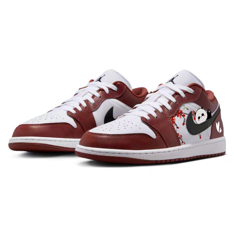 Jordan Air Jordan 1 Comfortable Slip Resistant Abrasion Resistant Low top Vintage Basketball Shoes Unisex Red