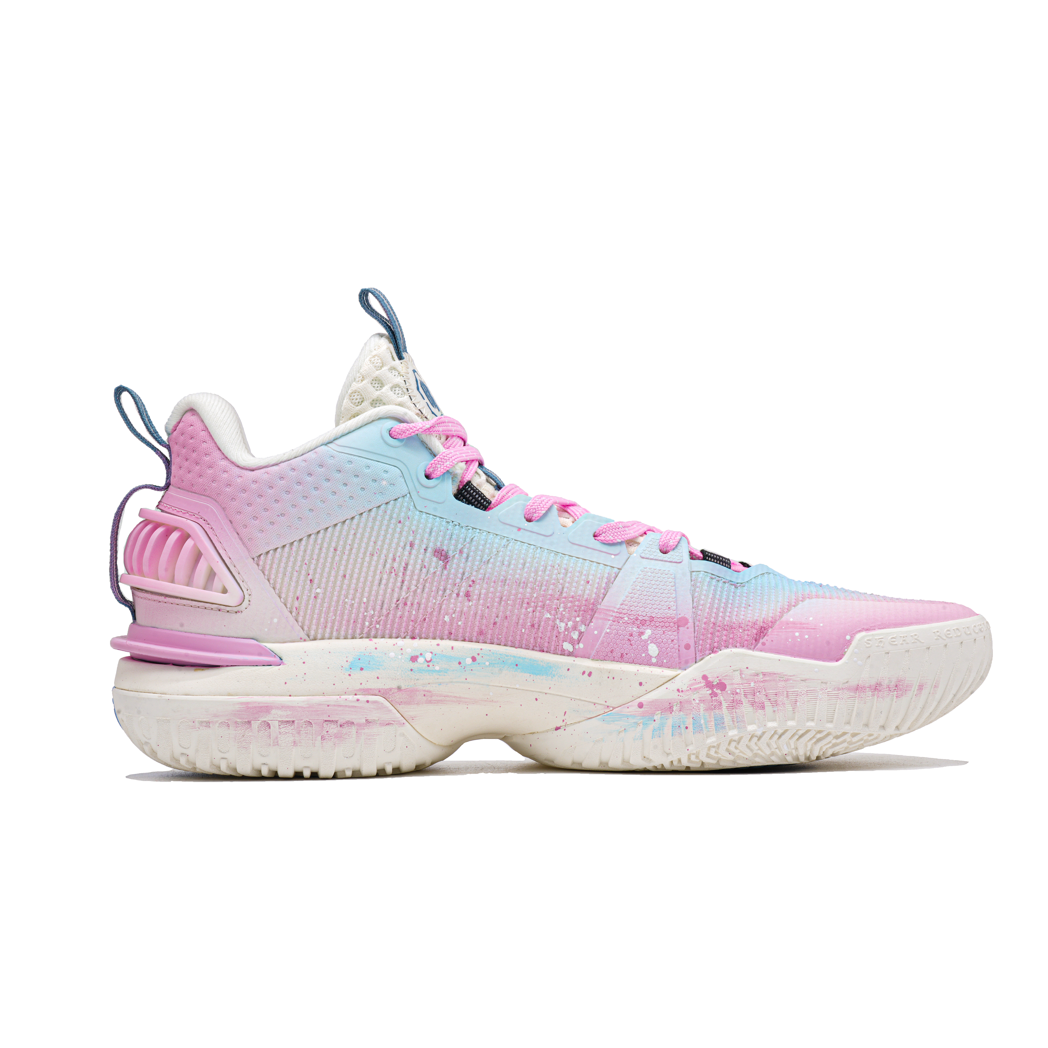 Li Ning Storm 2024 Cushioning Breathable Moisture Wicking Mid top Light Foam Plus Basketball Shoes Men’s Pink