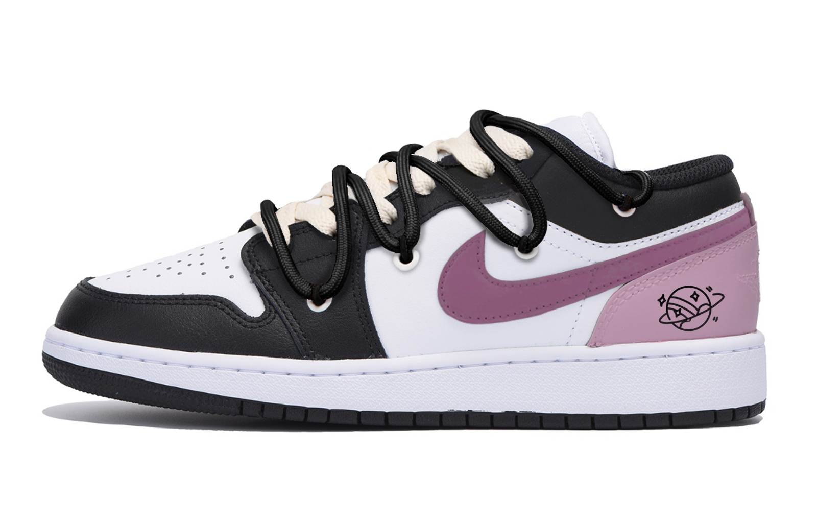 Jordan Air Jordan 1 Abrasion Resistant Slip Resistant Low top Vintage Basketball Shoes Men’s Black White Purple