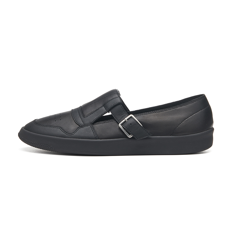 EQLZ EQUALIZER 1970 Top Grain Cow Leather Low top Vintage Basketball Shoes Unisex Black