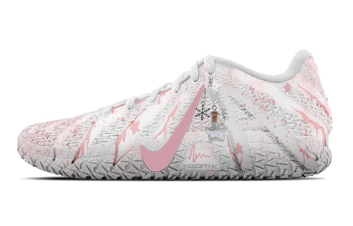 Nike Ja 3 Pink Star Rafting Abrasion Resistant Low top Basketball Shoes Unisex White Pink