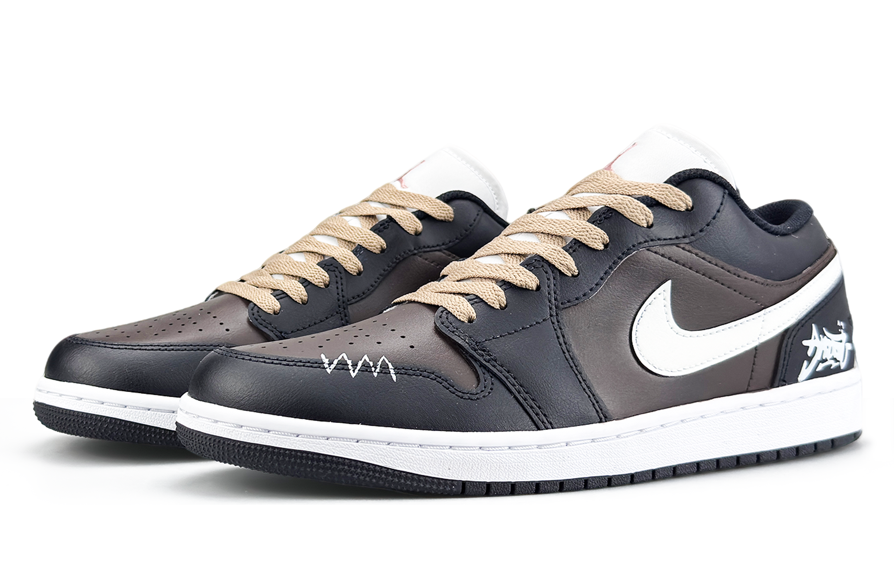 Jordan Air Jordan 1 Abrasion Resistant Abrasion Resistant Low top Vintage Basketball Shoes Unisex Black Brown