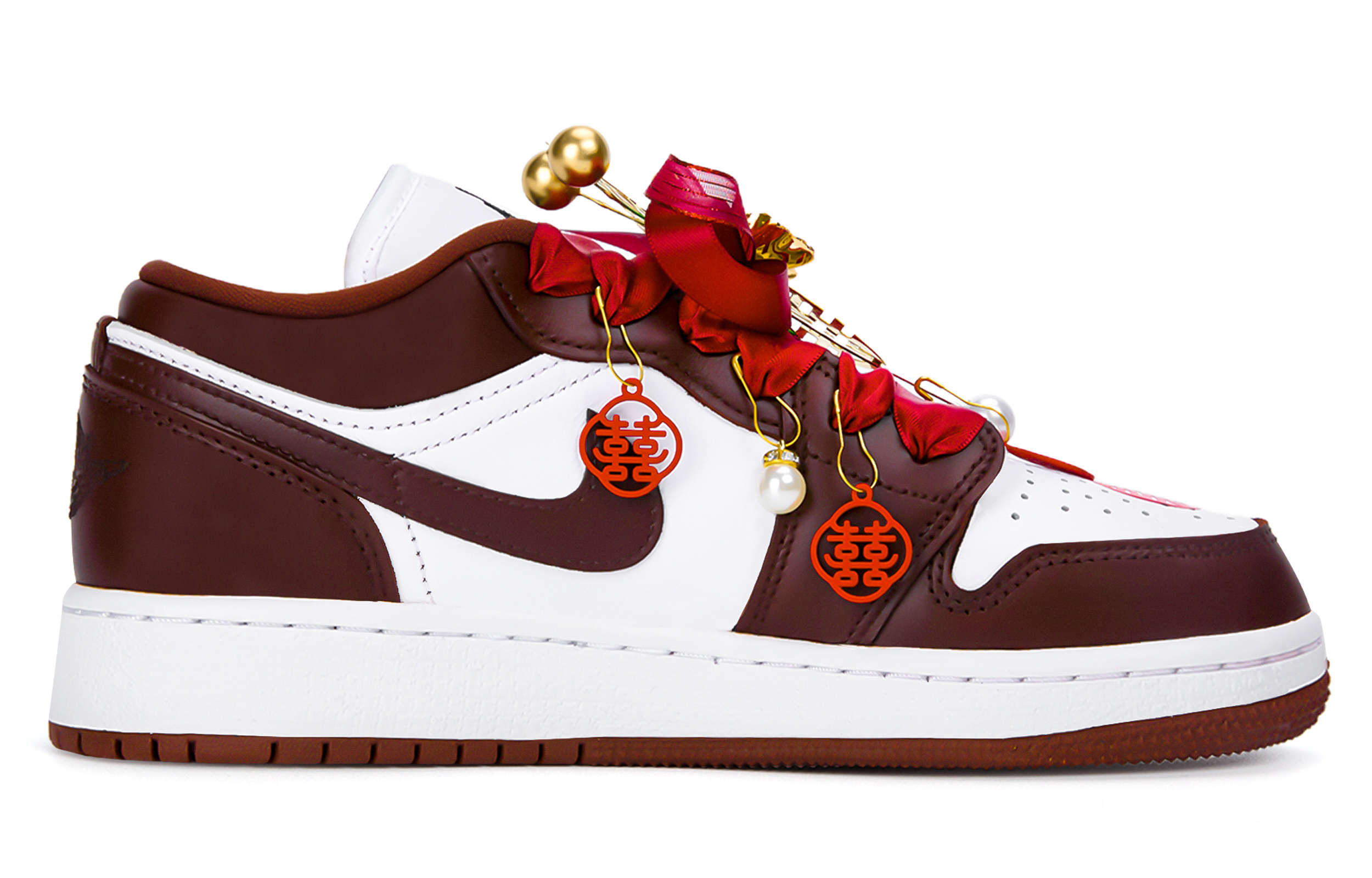 Jordan Air Jordan 1 Abrasion Resistant Basketball Shoes Unisex Burgundy