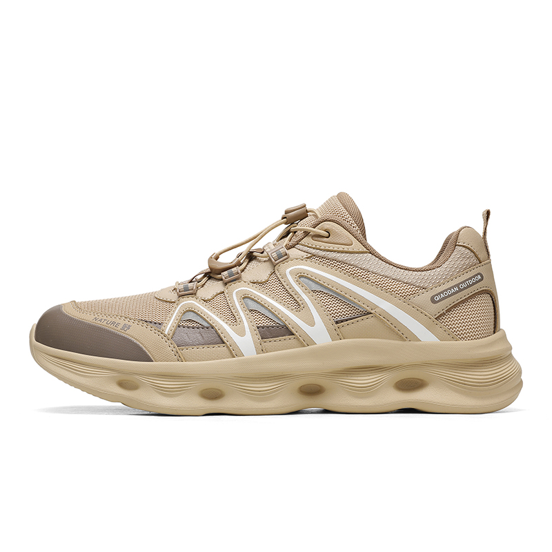 QIAODAN Tanying Trail Running Breathable And Slip Resistant Low top Mountaineering Shoes Men’s Bamboo Brown
