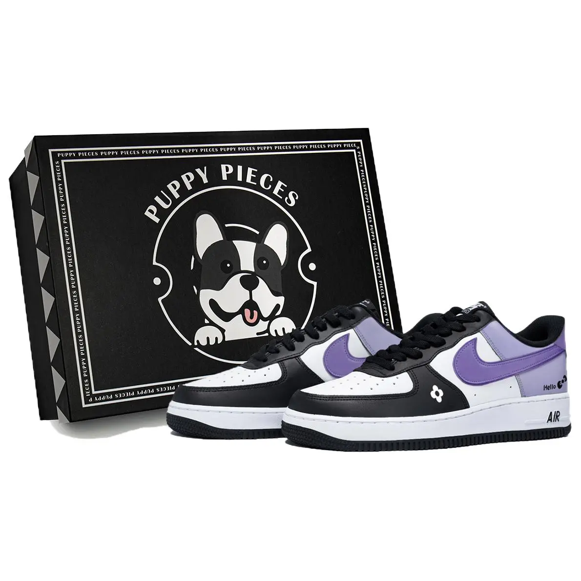 Nike Air Force 1 Puppy Fragment, Special Shoe Box Low top Skateboard Shoes Men's White
